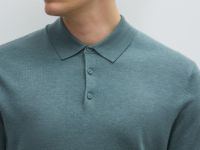 Вязаный джемпер-поло с длинным рукавом, Голубой