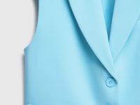 Однобортный жилет из поливискозы, Голубой