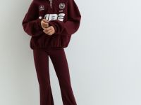 Бордовые спортивные легинсы клёш Глория Джинс