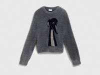 Пушистый джемпер с принтом собаки, Серый