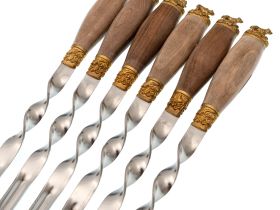 Набор из 6-ти шампуров Зверь, латунь