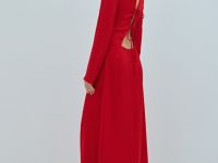 Сатиновое платье с завязками на спине, Красный