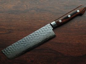 Нож Накири (шинковочный) 160 мм, Sakai Takayuki, сталь VG-10 Damascus 17 слоев, рукоять pakka wood