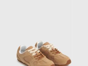 Кроссовки из натуральной кожи, Бежевый