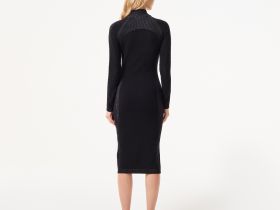 Женское облегающее длинное платье Lacoste на молнии с длинным рукавом