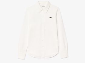 Женская хлопковая рубашка Lacoste с нашивкой-логотипом