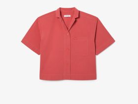 Женская рубашка Lacoste оверсайз с коротким рукавом