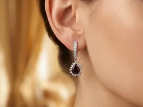 Серьги из белого золота с гранатами э4766сг06210424