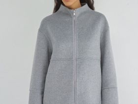 Куртка из пальтовой ткани с шерстью, Серый