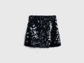 Мини-юбка с пайетками для девочек, Черный