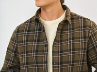 Рубашка в клетку с эффектом стирки, Желтый