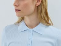 Поло в рубчик с коротким рукавом, Голубой