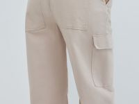 Хлопковые брюки карго с накладными карманами, Бежевый