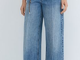 Широкие джинсы Wide leg с ремнём, Синий