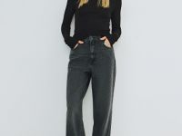 Широкие джинсы со средней посадкой, Серый