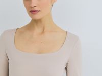 Лонгслив с квадратным вырезом, Бежевый