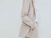 Однобортный жакет из поливискозы, Бежевый