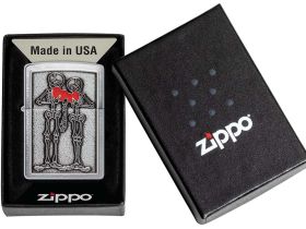 Зажигалка ZIPPO Couple Love с покрытием Brushed Chrome, латунь/сталь, серебристая, 36x13x57 мм