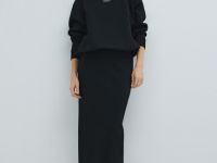 Объёмный свитшот с принтом и стопперами, Черный