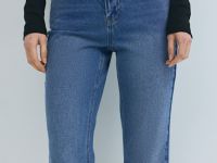 Прямые джинсы с высокой посадкой, Синий