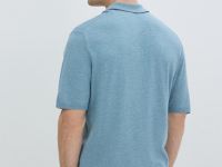 Вязаное поло с коротким рукавом, Голубой