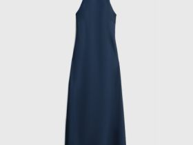 Сатиновое платье с американской проймой, Синий