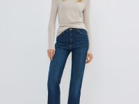 Джинсы клёш с высокой посадкой, Синий