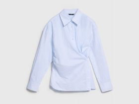 Асимметричная рубашка из хлопка, Голубой