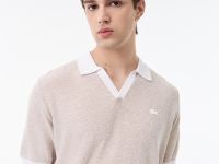 Мужское трикотажное поло Lacoste из смеси органического хлопка и льна