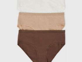 Трусы средней посадки, 3 шт., Коричневый