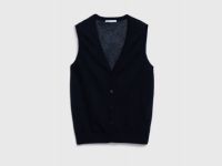 Прозрачный вязаный жилет, Черный