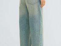 Джинсы Barrel с тонким поясом, Голубой