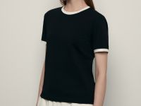 Футболка из хлопка с контрастной окантовкой