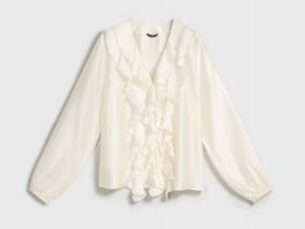 Блузка из лиоцелла с рюшами, Бежевый