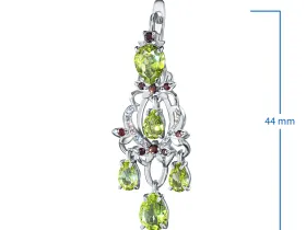 Серьги из серебра с гранатами, топазами, хризолитами э0681сг04260355