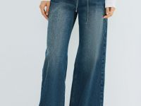 Широкие джинсы с поясом, Синий