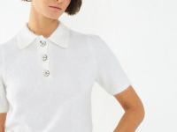 Джемпер поло из пряжи с ангорой, Белый