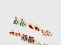 Новогодние серьги для девочек, 6 пар, Мультицвет