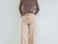 Лонгслив с содержанием модала и шёлка, Коричневый