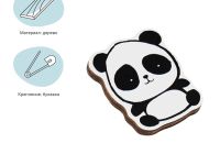 Значок деревянный MESHU "Hello panda", 2,7*3,3 см