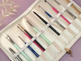 Пенал стяжённый для кистей Альбатрос 230*155 мм, эко кожа, чёрный