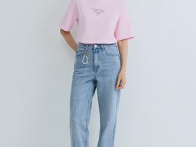 Футболка с принтом, Розовый