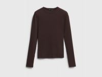 Лонгслив в рубчик, Коричневый