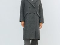 Длинное двубортное пальто, Серый
