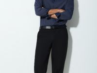 Рубашка из структурной ткани, Синий