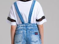 Полукомбинезон текстильный джинсовый для девочек