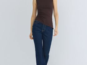 Асимметричный топ без рукавов, Коричневый