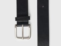 Ремень с широкой металлической пряжкой, Черный