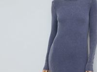 Платье в рубчик с эффектом стирки, Синий