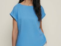 Блузка с коротким рукавом и добавлением льна